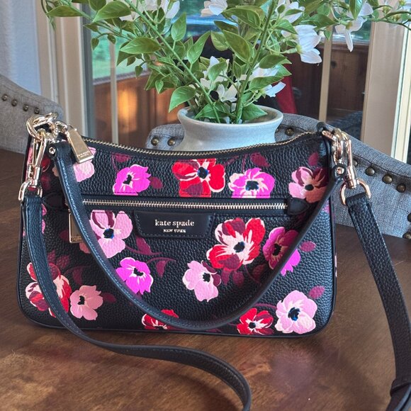 Kate Spade Hudson Fall Poppies Convertible Crossbody Clutch Shoulder Purse - Picture 3 of 10